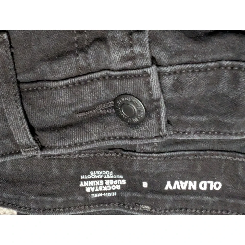 Old Navy Rockstar Super Skinny Jeans Women 8 Black Distressed Lot of 2 High Rise